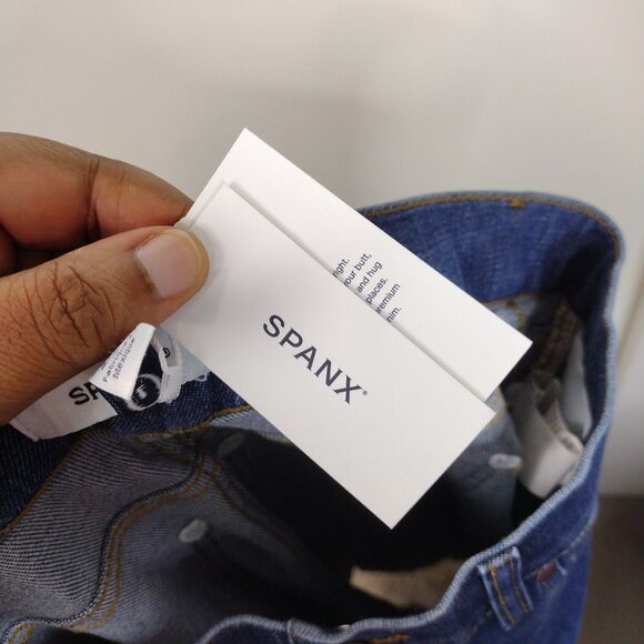 NEW Spanx Shape Original EveryWear Wide Leg Jeans Womens Size L Blue 21650R - Picture 9 of 13